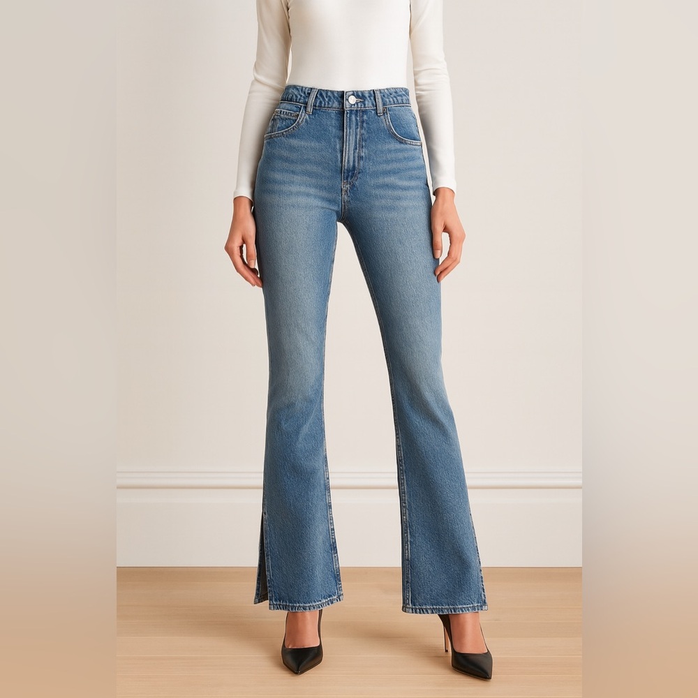H&M Blue Women's Bootcut slit Jeans sz14